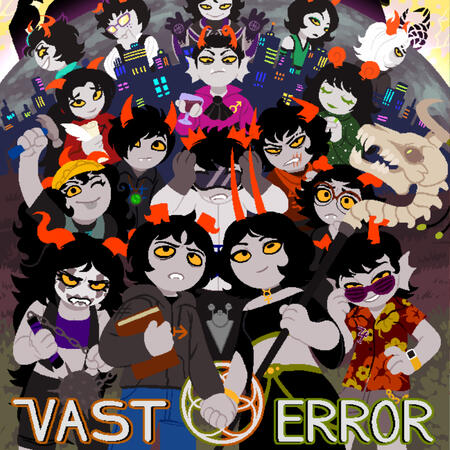 A large group of trolls, humanoid grey aliens with orange horns.